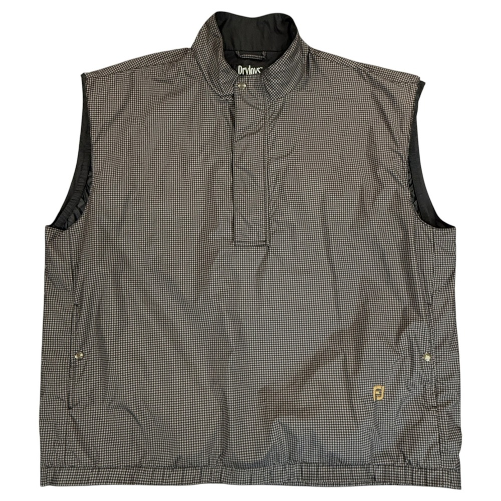 FOOTJOY DryJoys Houndstooth Golf Vest Mens XXL Black Gray Pullover Windbreaker